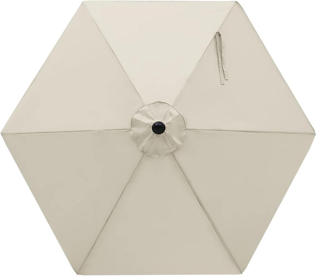 MASTERCANOPY Patio Umbrella 7.5 ft Replacement Canopy for 6 Ribs-Creamy White Canopy Only