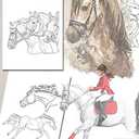 Realistic horses coloring book: adult coloring books animals