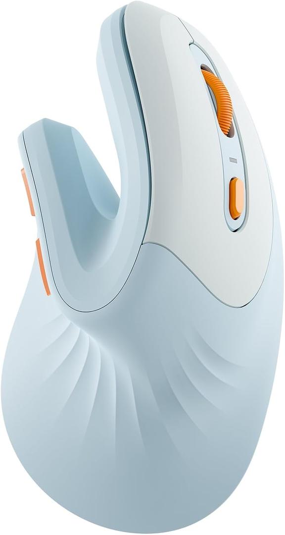 seenda Ergonomic Mouse with Jiggler - Wireless Vertical Mouse with Multi Device Connection (Bluetooth or USB), Reduces Wrist Strain, Quiet Click, Compatible with PC, Laptop, Mac, Windows (Sky Blue)