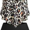ZAFUL Two Piece Women's Tankini Swimsuits Cross Cutout Flowy Swim Top Tummy Control Ruched Bikini Bottom Bathing Suits (1-leopard Black)