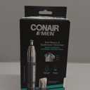 Conair Men Ear, Nose and Eyebrow Trimmer, Patented 360 Bevel Blade for No Pulls, Nicks or Cuts, Nose Hair Trimmer for Men, Non-Slip Grip, 5-Piece Kit with Travel Case (1 Count (Pack of 1))