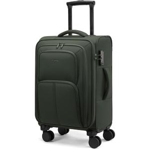 LOVEVOOK Carry On Luggage 22x14x9 Airline Approved, 22 Inch Softside Suitcases with Spinner Wheels, Lightweight Carry-on Suitcase with TSA Lock for Women Men, Large Luggage for Travel Business Trip (Army Green)