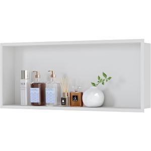 Neodrain 30X12Inch Shower Niche, White Stainless Niche NO Tile Needed Recessed Shower Shelf for Bathroom Storage