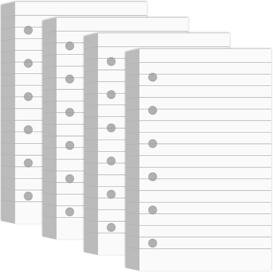 Ireer 400 Sheets Blank Lined Paper Refill for 3 x 5 Binders 6-Ring Memo Refill Paper Mini Ruled White Filler Paper Books Planner Inserts Blank Lined Paper for Binder