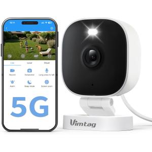 Vimtag Security Camera Outdoor 2.5K, 2.4G/5G Smart Wi-Fi Cameras for Home Security with Color Night Vision, Motion Activated Spotlight/Siren, IP66,2-Way Audio, Support Cloud/512G SD Card Storage, Wired