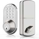 Keyless Entry Keypad Door Lock - Upgraded Smart Electronic Digital Code Deadbolt for Front Doors with Keys, One-Touch Locking, Easy Installation (Satin Nickel)
