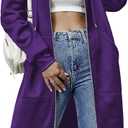 ELESOL Women Casual Zip up Fleece Hoodies Tunic Sweatshirt Long Hoodie Jacket (Purple, M)