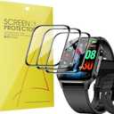Lamshaw Compatible for hellibito Smartwatch Screen Protector, [3 Pack] 3D Full Coverage PET Soft Screen Protector Film Compatible for hellibito ET580 2.04 Inches Smartwatch (3 Pack)