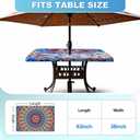 DoubleFill 2 Pcs Rectangular Outdoor Tablecloth with Umbrella Hole, Waterproof Elastic Fitted Camping Tablecloths for 5 Foot Table with Zipper - Ideal for Summer Garden Patio Picnic Party, 38'' x 63''