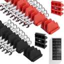 100Pcs Magnetic Modular Wrench Organizer Set, Wrench Holder Rack for Tool Box & Drawer Storage, Wrenches Tool Organizers with 5 Metric & SAE Label, Gift for Mechanics, Dad, Men (Black & Red)