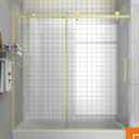 CKB Frameless Sliding Bathtub Shower Doors, 57 1/ 2-60 IN. W Adjustable x 60 IN. H, 5/ 16 inch(8mm) Tempered Safety Glass Thickness, Reversible for Left or Right, Gold Finish Hardware Kit, Tampa