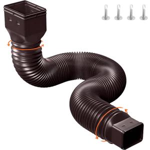 Flexible Gutter Downspout Extensions - Heavy Duty Drain Extender for Rainwater Drainage, Adjustable Downspout Connector  Extendable from 21ft to 60ft(Brown)