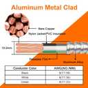 50FT 6/2 Metal Clad (MC) Cable with Ground, 6 Gauge Electric Wire with Aluminum Armor, Solid Bare Copper Conductors for Indoor Outdoor Underground Embedded Installation (6/2, 50 ft)
