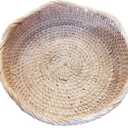 Handmwoven White Washed Rattan Round Fruit Basket Food Storage Bowls,Boho Home Dcor Display Tray for Coffee Table,Ottoman,Dining Room, 8.7"DX2.8"