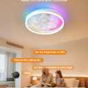 Smart Ceiling Fan with Light, 20'' Low Profile Ceiling Fan for Bedroom, RGB Ceiling Fans Works with Alexa, 4CCT Dimmable Modern Flush Mount Ceiling Fan with Music Sync&66 DIY Color Scenes,White