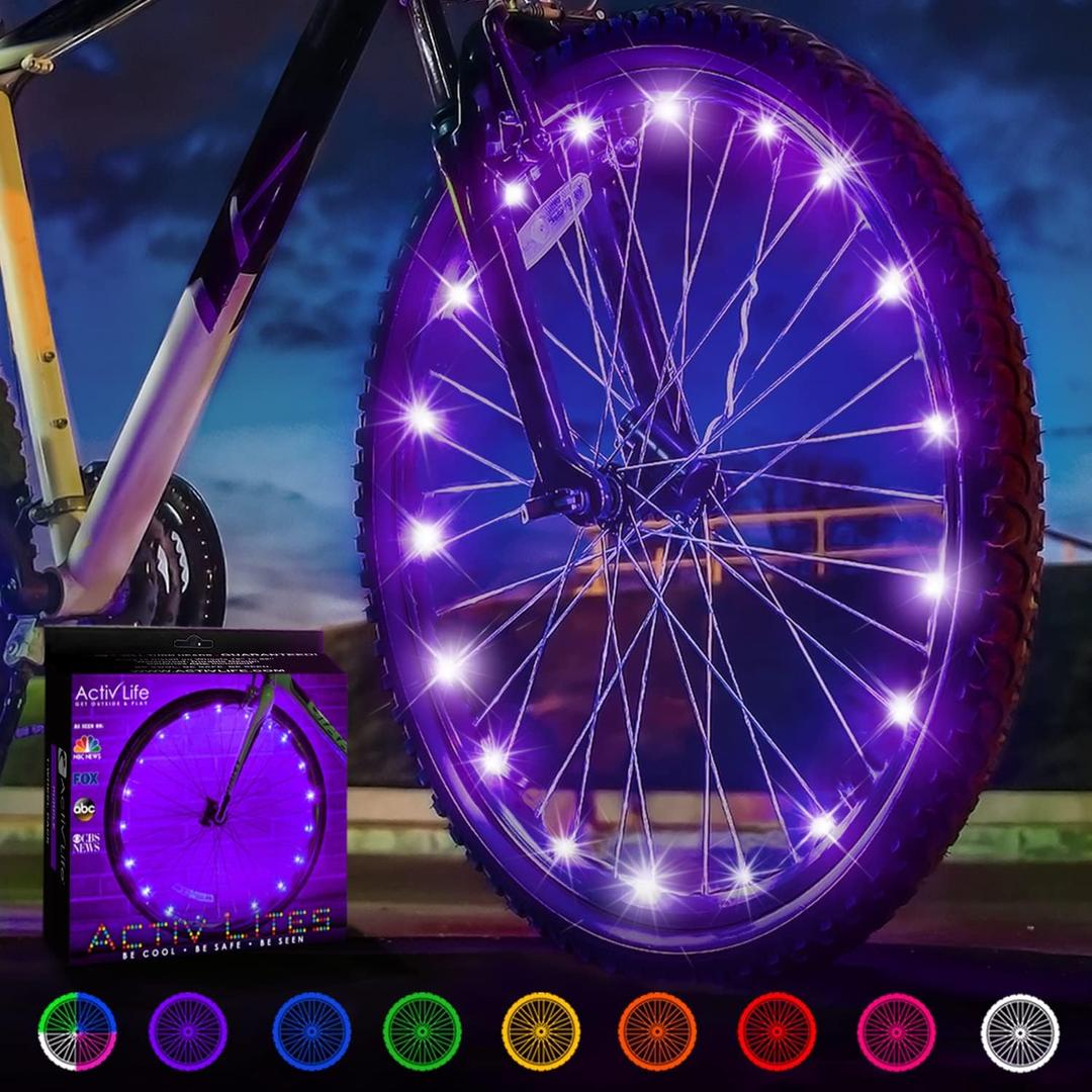 Activ Life LED Bike Wheel Lights with Batteries Included! Get 100% Brighter and Visible from All Angles for Ultimate Safety & Style (1 Tire Pack)