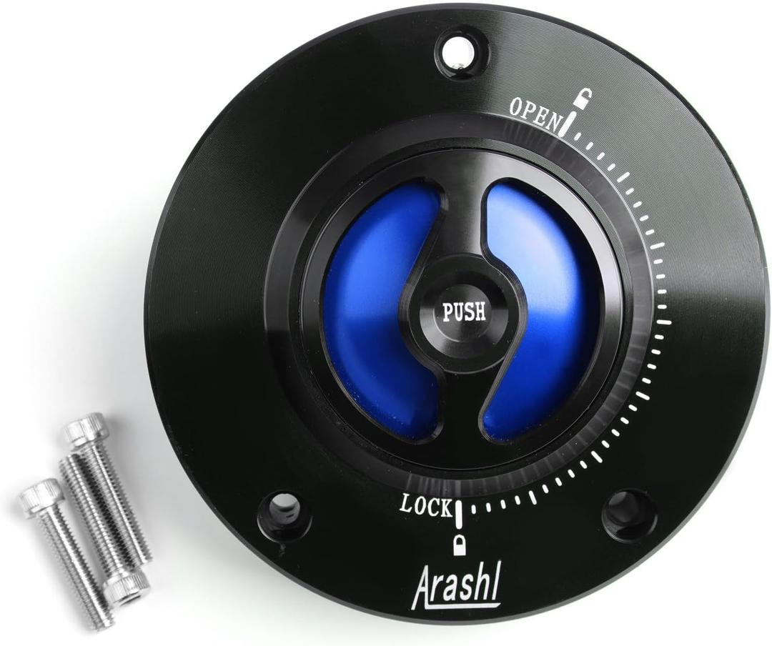 CNC Keyless Fuel Gas Tank Cap For SUZUKI GSXR 600/750/1000 GSR 600/750 03-18, Please check the Description for Exact Fitment Models (Blue)