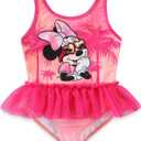 Disney Minnie Mouse Princess Girls UPF 50+ One Piece Bathing Suit for Toddler and Big Kids, 4, Pink