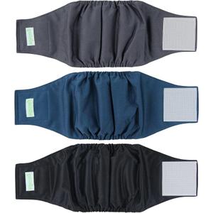 Wegreeco Washable Male Dog Belly Band  Pack of 3  Washable Male Dog Belly Wrap, Small Doggie Dog Diapers Male for Doggy Puppy (Black, Charcoal, Navy, Small)