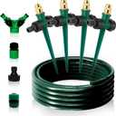 Joyhalo 4 Pack Flexible Sprinkler System with Spike Base, Above Ground Sprinkler System kit, Multi-Adjustable Irrigation Sprinkler Set for Yard, Lawn, 32.5FT Garden Hose Included