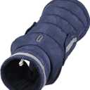 Dog Windproof Clothes Costume Large Dogs Outfit Pet Winter Vests Zippers Jackets for Outdoor Activity (Navy Blue-M)