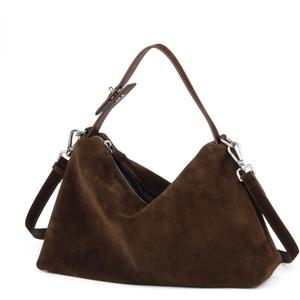 Premium Suede Leather Crossbody Bags for Women, Slouchy Suede Shoulder Bag with Adjustable Strap and Tote Handbag (Coffee)