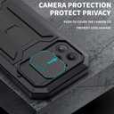 iPhone 13 Metal Case with Screen Protector Kickstand Camera Slide Cover - Heavy Duty Military Sturdy Armour Shockproof for Man (Black)