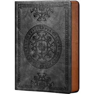 CAGIE Lined Journal for Men Soft Cover Notebook Leather Journals for Writing, 180 Lay Flat Vintage Mens Journal Personal Diary, 5.7'' X 8.3'', Black