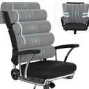 Back Support Pillow for Office Chair with Neck Support,Lumbar Pillow Adjustable for Chair,Patented 6 semi-Circular Foldable Back Cushion Hanging on Desk Chair/Couch/Recliner,Soft (Grey Short Velvet)