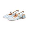 Slingback Mary Jane Heels for Women Low Block Heel Closed Square Toe Pump Shoes Heels Classic Daily Office Dressy Shoes (7.5)