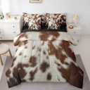 Erosebridal Cowhide Comforter Set Cow Print Bed in A Bag Full Size 7 Pieces Farmhouse Animal Hair Skin Bed Set Room Decor Western Cowboy Rustic Bedding with Sheets