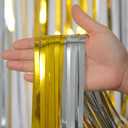 Melsan Gold and Silver Tinsel Curtains - Foil Fringe Curtain Photo Backdrop for New Year Eve, Anniversary, Graduation, Birthday Party Backdrop