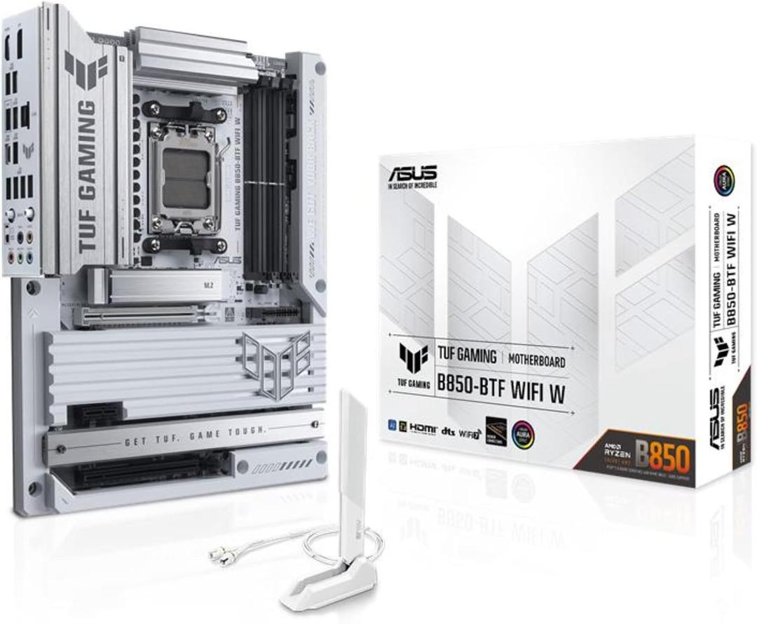 ASUS TUF Gaming B850-BTF WiFi W AMD B850 ATX Motherboard,Hidden-Connector Design, 14+2+1 80A DrMOS Power Stages, DDR5, PCIe 5.0 Ready, 3X M.2, Wi-Fi 7, 2.5Gb LAN, DP, HDMI, USB 20Gbps Type-C