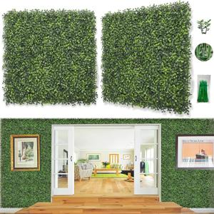 Bybeton Artificial Boxwood Grass Wall Panels,24 Pack 20"x 20" UV-Anti Grass Backdrop& Greenery Wall Panels for Indoor Outdoor Privacy Protected and Garden, Balcony,Privacy Fence Screen Dcor