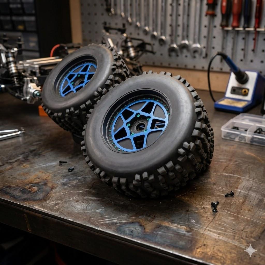 ARRMA AR510092 Dboots Backflip 3.8" Mt 6S RC Monster Truck Tire with Foam Insert, Mounted On Multi-Spoke Wheel 17Mm Hex, Black, Blue (Set of 2)