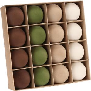 Sea Team 16-Pack Flocked Velvet Christmas Tree Ball Ornaments Set, Decorative Hanging Baubles, Shatterproof Plastic Decorations for Xmas Tree, Wreath, Garland, 80mm/3.15 Inches, Prairie Fall