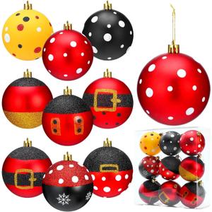 Soulchen 9 Pcs 3 Inch Christmas Ball Ornaments Mouse Plastic Ball Tree Ornaments Hanging Cartoon Mouse Christmas Tree for Xmas Trees Holiday Party Decor
