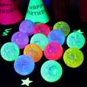 Mega-L Glow in the Dark Balls, 8 Pcs Glow Party Games Bouncy Rubber Balls Multicolor Glow in the Dark Toys, Perfect for Indoor & Outdoor Night Games for Kids Adult