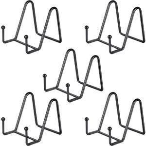 IBosins 5 Pack 3 Inch Small Plate Holder Display Stands, Mini Metal Black Frame Stand for Picture, Book, Photo Easel, Creation, Collectibles