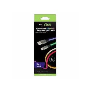 CellCandy USB C Glow Cable 3Ft