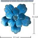 Metal Flower Wall Sculpture, 9.5" Rustic Modern Artwork Distressed 3D Layered Vintage Iron Flower Wall Hanging Accent for Indoor Kitchen, Bedroom Living Room Office Outdoor Garden Patio Decor (Blue)