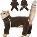Cat Onesie - Coffee, S - Hair Sticky Pajamas, Breathable Soft Jumpers for Cats Only, Surgery Suit for Female Cats After Spaying, Hair Spreading Prevent Clothes