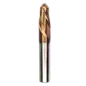 Ball Nose Carbide End Mill, 2 Flute, HRC50, TiSiN Coated, CNC Router Bits for Hardened Steel, Stainless Steel, Alloy Steel, Aluminum, Metal - (1/8" 1/4" 3/8" 1/2") Diameter (3/8" Diameter)
