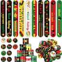5 x Frienda 60 Pcs Black History Month Party Favors Kente African American Slap Bracelets and Badge Pins Gifts Set for Black History Month 1865 Freedom Day Party Goodie Bags Stuffers Supplies