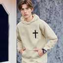 Christian Sweatshirts for Men Christ Cross Pullover Hoodie Inspirational Faith Graphic Long Sleeve Sweatshirt (XL)
