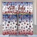 3 Pcs 4th of July Patriotic Kitchen Curtains Valances and Tiers Set for Windows Decor Short Memorial Day 250th Anniversary Red White Blue Star Curtain Set for Independence Day Window Treatment