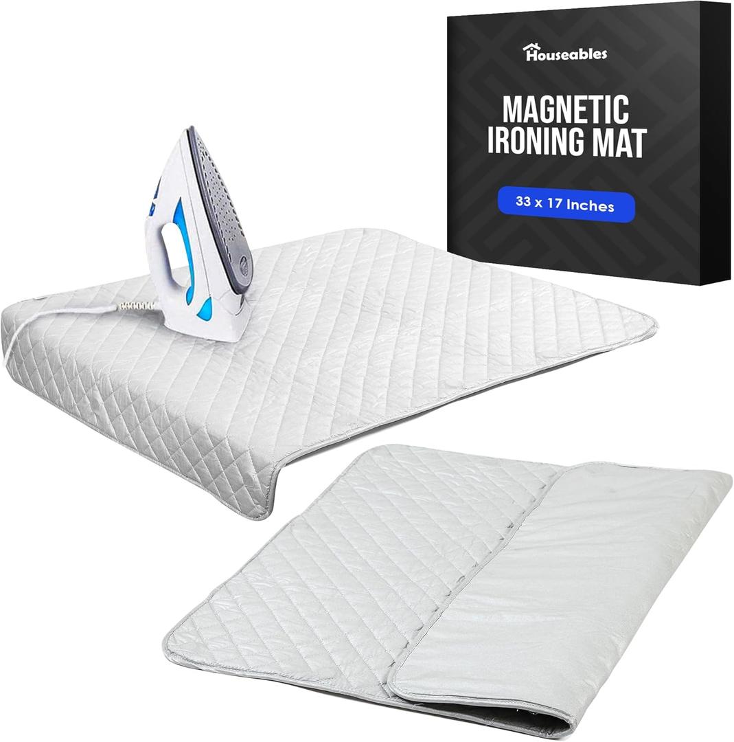 Ironing Mat, Ironing Pad, Iron Mat, Iron Pad, Dryer Top Protector Mats, Magnetic, Portable, Blanket Cover for Table Top, Countertop, Washer, Travel, Quilting, Grey, Wide, Thick, 33 x 17 Inches