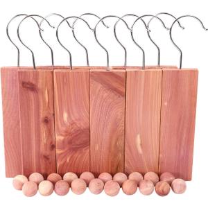 Cedar Blocks for Clothes Storage, Hang Ups 10pcs and Balls 20pcs for Closet Storage Totally 30PCs
