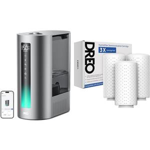 Bundle of DREO 6L Smart Humidifier, Warm & Cool Mist Humidifier for Bedroom + DREO Demineralization Cartridge 3-Pack for Humidifiers, Compatible with Humidifiers HM512S/713/713S
