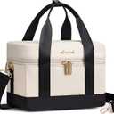 LOVEVOOK Insulated Lunch Bag for Women - Cute Lunch Box Cooler for Work, Picnic, and Beach, Beige-black (Medium)